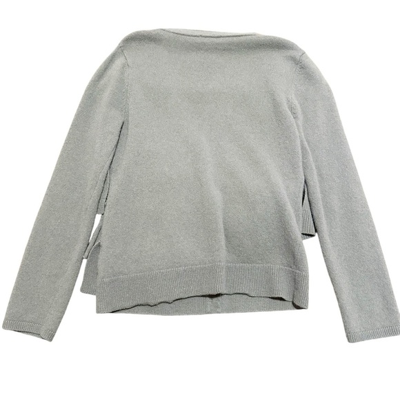 Garnet Hill Ruffle Cardigan Wool Sweater Gray Long Sleeve Women's Size Small - Picture 3 of 8
